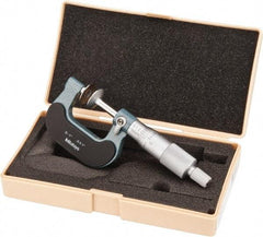 Mitutoyo - 0 to 1 Inch, 0.001 Inch Graduation, Ratchet Stop Thimble, Mechanical Disc Micrometer - 0.0002 Inch Accuracy, 20mm Disc, 6.35mm Spindle - Americas Industrial Supply