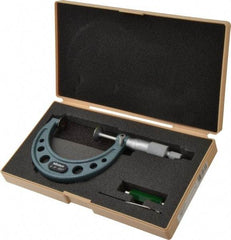 Mitutoyo - 2 to 3 Inch, 0.001 Inch Graduation, Ratchet Stop Thimble, Mechanical Disc Micrometer - 0.0003 Inch Accuracy, 20mm Disc, 6.35mm Spindle - Americas Industrial Supply