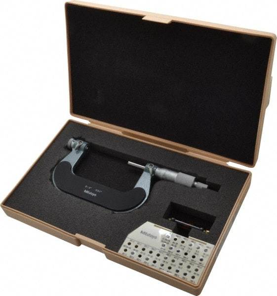 Mitutoyo - 2 to 3" Range, Mechanical Screw Thread Micrometer - Ratchet Stop Thimble, 0.001" Graduation, 0.0002" Accuracy - Americas Industrial Supply