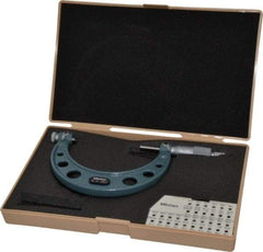 Mitutoyo - 3 to 4" Range, Mechanical Screw Thread Micrometer - Ratchet Stop Thimble, 0.001" Graduation, 0.00025" Accuracy - Americas Industrial Supply