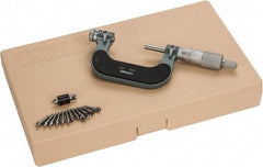 Mitutoyo - 1 to 2" Range, Mechanical Screw Thread Micrometer - Ratchet Stop Thimble, 0.001" Graduation, 0.0002" Accuracy - Americas Industrial Supply