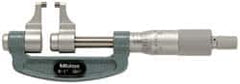 Mitutoyo - 1 to 2" Range, 0.001" Graduation, Mechanical Outside Micrometer - Ratchet Stop Thimble, Accurate to 0.0003" - Americas Industrial Supply