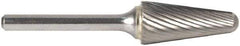 M.A. Ford - 1/2" Cut Diam, 6mm Shank Diam, Taper Head Single Cut Burr - Carbide, Radius End, 30mm LOC, 182mm OAL - Americas Industrial Supply