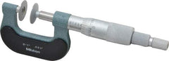 Mitutoyo - 0 to 1 Inch, 0.001 Inch Graduation, Ratchet Stop Thimble, Mechanical Disc Micrometer - 0.0002 Inch Accuracy, 0.7874 Inch Disc, 8mm Spindle, 0.0001 Inch Resolution - Americas Industrial Supply