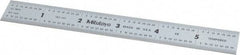 Mitutoyo - 6" Long, 1/64, 1/32, 1/16, 1/8" Graduation, Rigid Stainless Steel Rule - 4R Graduation Style, 3/4" Wide, Silver, Satin Chrome Finish - Americas Industrial Supply
