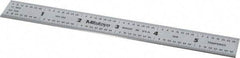 Mitutoyo - 6" Long, 1/100, 1/64, 1/50, 1/32" Graduation, Rigid Stainless Steel Rule - 16R Graduation Style, 3/4" Wide, Silver, Satin Chrome Finish - Americas Industrial Supply