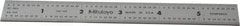 Mitutoyo - 6" Long, 1/64, 1/32" and 0.5, 1mm Graduation, Rigid Stainless Steel Rule - English/Metric Graduation Style, 3/4" Wide, Silver, Satin Chrome Finish - Americas Industrial Supply