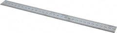 Mitutoyo - 12" Long, 1/64, 1/32" and 0.5, 1mm Graduation, Rigid Stainless Steel Rule - English/Metric Graduation Style, 1" Wide, Silver, Satin Chrome Finish - Americas Industrial Supply