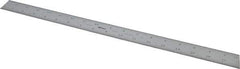Mitutoyo - 18" Long, 1/100, 1/64, 1/50, 1/32" Graduation, Rigid Stainless Steel Rule - 16R Graduation Style, 1-3/16" Wide, Silver, Satin Chrome Finish - Americas Industrial Supply