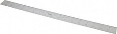 Mitutoyo - 18" Long, 1/100, 1/64, 1/32, 1/10" Graduation, Rigid Stainless Steel Rule - 5R Graduation Style, 1-3/16" Wide, Silver, Satin Chrome Finish - Americas Industrial Supply