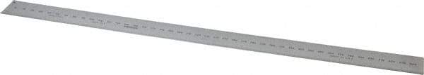 Mitutoyo - 450mm Long, 1/64, 1/32" and 0.5, 1mm Graduation, Rigid Stainless Steel Rule - Metric Graduation Style, 1-3/16" Wide, Silver, Satin Chrome Finish - Americas Industrial Supply