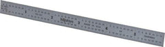 Mitutoyo - 6" Long, 1/64, 1/32, 1/16, 1/8" Graduation, Flexible Stainless Steel Rule - 4R Graduation Style, 1/2" Wide, Silver, Satin Chrome Finish - Americas Industrial Supply