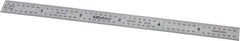 Mitutoyo - 6" Long, 1/64, 1/32" and 0.5, 1mm Graduation, Flexible Stainless Steel Rule - English/Metric Graduation Style, 1/2" Wide, Silver, Satin Chrome Finish - Americas Industrial Supply