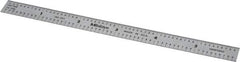 Mitutoyo - 6" Long, 1/100, 1/10" and 0.5, 1mm Graduation, Flexible Stainless Steel Rule - Decimal/Metric Graduation Style, 1/2" Wide, Silver, Satin Chrome Finish - Americas Industrial Supply