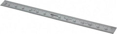 Mitutoyo - 150mm Long, 0.5, 1mm Graduation, Flexible Stainless Steel Rule - Metric Graduation Style, 1/2" Wide, Silver, Satin Chrome Finish - Americas Industrial Supply