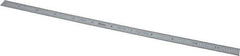 Mitutoyo - 12" Long, 1/100, 1/50" and 0.5, 1mm Graduation, Flexible Stainless Steel Rule - Decimal/Metric Graduation Style, 1/2" Wide, Silver, Satin Chrome Finish - Americas Industrial Supply