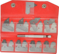 Mitutoyo - 17 Piece, 1/64 to 17/64 Inch Radius, Radius Gage Set - Satin Chrome Coated - Americas Industrial Supply
