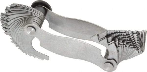 Mitutoyo - 51 Leaf, 0.4 to 7mm Pitch Range, 4 to 42 TPI Range, Screw Pitch Gage - 60° Thread Angle - Americas Industrial Supply
