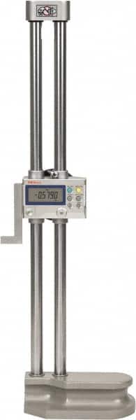 Mitutoyo - 18" Electronic Height Gage - 0.0005, 0.0002" (Switchable) Resolution, Accurate to 0.002", LCD Display, SPC Data Output - Americas Industrial Supply