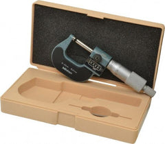 Mitutoyo - 0 to 25mm Range, 0.01mm Graduation, Mechanical Outside Micrometer - Ratchet Stop Thimble, Accurate to 2µm, Digital Counter - Americas Industrial Supply