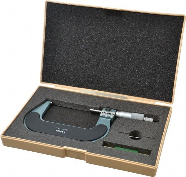 Mitutoyo - 3 to 4" Range, 0.0001" Graduation, Mechanical Outside Micrometer - Ratchet Stop Thimble, Accurate to 0.00015", Digital Counter - Americas Industrial Supply