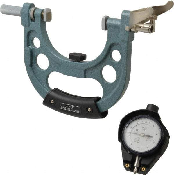 Mitutoyo - 3 to 4 Inch, Snap Gage - 0.0001 Inch Graduation, Dial Display - Americas Industrial Supply