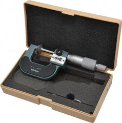 Mitutoyo - 0 to 1 Inch, 0.001 Inch Graduation, Ratchet Stop Thimble, Mechanical Disc Micrometer - 0.0002 Inch Accuracy, 20mm Disc, 6.35mm Spindle - Americas Industrial Supply