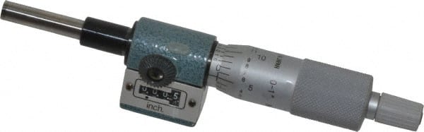 Mitutoyo - 1 Inch, 18mm Ratchet Stop Thimble, 6.35mm Diameter x 27mm Long Spindle, Digital Counter Mechanical Micrometer Head - Americas Industrial Supply