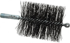 Schaefer Brush - 4-1/2" Brush Length, 3-3/4" Diam, Double Stem, Double Spiral Tube Brush - 7-1/2" Long, Tempered Steel Wire, 1/4" NPT Male Connection - Americas Industrial Supply