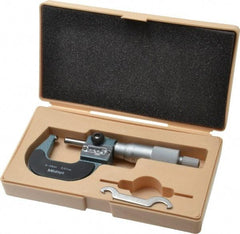 Mitutoyo - 25mm Max Measurement, 0.01mm Graduation, Spherical Face Micrometer - Accuracy Up to 3 micro m, Baked Enamel Coated, Steel Measuring Face Material, Mechanical Operation, Ratchet Stop Thimble, Ball - Americas Industrial Supply