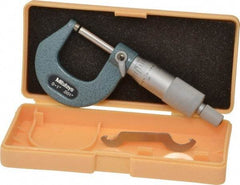 Mitutoyo - 0 to 1" Range, 0.001" Graduation, Mechanical Outside Micrometer - Ratchet Stop Thimble, Accurate to 0.0001" - Americas Industrial Supply