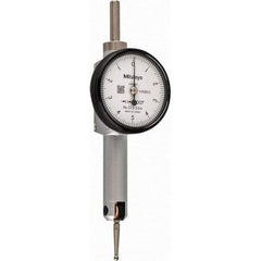 Mitutoyo - 0.01 Inch Range, 0.0001 Inch Dial Graduation, Horizontal Dial Test Indicator - 1.27 Inch White Dial, 0-5-0 Dial Reading, Accurate to 0.0002 Inch - Americas Industrial Supply