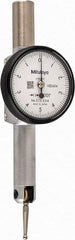 Mitutoyo - 0.01 Inch Range, 0.0001 Inch Dial Graduation, Horizontal Dial Test Indicator - 1.27 Inch White Dial, 0-5-0 Dial Reading, Accurate to 0.0002 Inch - Americas Industrial Supply