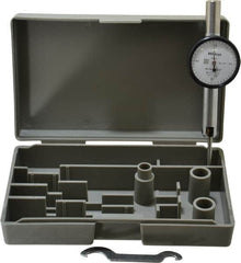 Mitutoyo - 0.02 Inch Range, 0.0005 Inch Dial Graduation, Horizontal Dial Test Indicator - 1.27 Inch White Dial, 0-10-0 Dial Reading, Accurate to 0.0005 Inch - Americas Industrial Supply