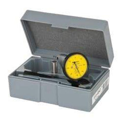 Mitutoyo - 0.03 Inch Range, 0.0005 Inch Dial Graduation, Vertical Dial Test Indicator - 1.5748 Inch White Dial, 0-15-0 Dial Reading, Accurate to 0.0005 Inch - Americas Industrial Supply
