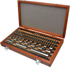 Mitutoyo - 81 Piece, 0.05 to 4", Grade AS-1, Steel Gage Block Set - Rectangular, 12µ (0.45-1"), 16µ (2"), 20µ (3"), 24µ (4"), 8µ (0.05-0.4") Tolerance - Americas Industrial Supply