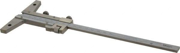 Mitutoyo - 0 to 150mm Measurement Range, 260mm Rule Length, 4 Inch Base Length, Vernier Depth Gage - 0.02mm Graduation, Accurate to 0.03mm, Stainless Steel, Satin Chrome Coated - Americas Industrial Supply
