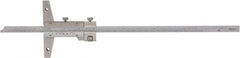Mitutoyo - 0 to 12 Inch Measurement Range, 410mm Rule Length, 4 Inch Base Length, Vernier Depth Gage - 0.001 Inch Graduation, Accurate to 0.0015 Inch, Stainless Steel, Satin Chrome Coated - Americas Industrial Supply
