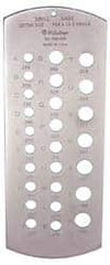 Mitutoyo - A Letter to Z Letter Hole Size Drill Gage - 6-3/8 Inch Long, 2-1/2 Inch Wide, 26 Holes - Americas Industrial Supply