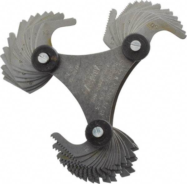 Mitutoyo - 51 Leaf, 4 to 84 TPI Range, Screw Pitch Gage - 60° Thread Angle - Americas Industrial Supply