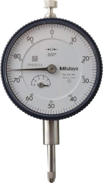 Mitutoyo - 1/2" Range, 0-100 Dial Reading, 0.001" Graduation Dial Drop Indicator - 2-1/4" Dial, 0.1" Range per Revolution, 0.001" Accuracy, Revolution Counter - Americas Industrial Supply