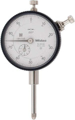 Mitutoyo - 1" Range, 0-100 Dial Reading, 0.001" Graduation Dial Drop Indicator - 2-3/16" Dial, 0.1" Range per Revolution, 0.002" Accuracy, Revolution Counter - Americas Industrial Supply