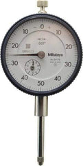 Mitutoyo - 1" Range, 0-50-0 Dial Reading, 0.001" Graduation Dial Drop Indicator - 2-1/4" Dial, 0.1" Range per Revolution, 0.002" Accuracy, Revolution Counter - Americas Industrial Supply