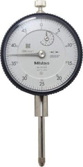 Mitutoyo - 1" Range, 0-50 Dial Reading, 0.0005" Graduation Dial Drop Indicator - 2-3/16" Dial, 0.05" Range per Revolution, 0.002" Accuracy, Revolution Counter - Americas Industrial Supply