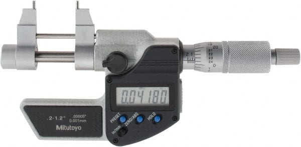 Mitutoyo - 0.2 to 1.2" Range, 0.00005" Resolution, Electronic Inside & Tubular Micrometer - Americas Industrial Supply