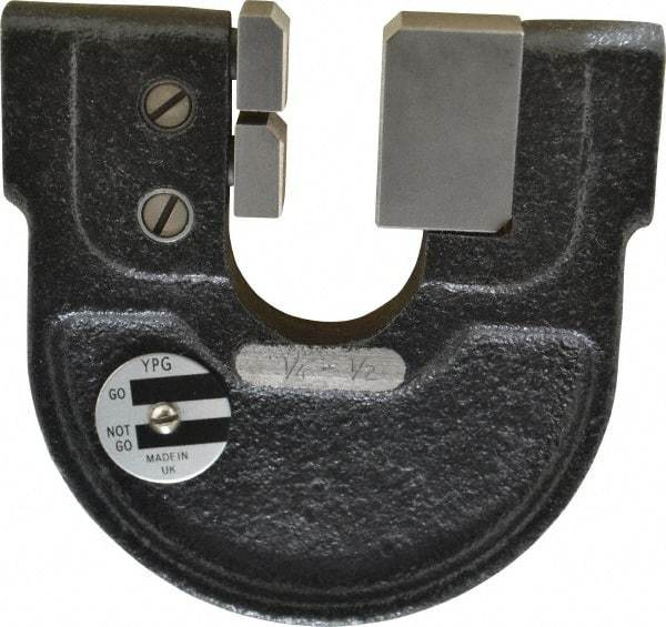 YPG - 1/4 to 1/2 Inch, Cast Iron 2 Frame Snap Gage - 0.0001 Inch Graduation, Hardened Tool Steel Anvil - Americas Industrial Supply