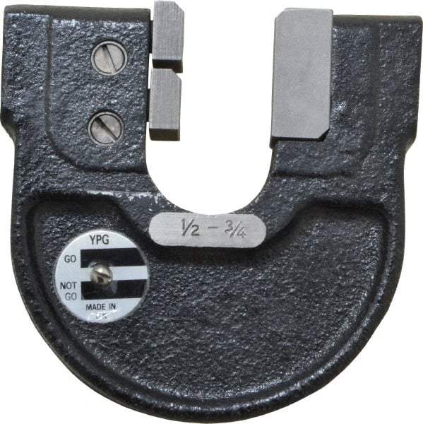 YPG - 1/2 to 3/4 Inch, Cast Iron 2x Frame Snap Gage - 0.0001 Inch Graduation, Hardened Tool Steel Anvil - Americas Industrial Supply