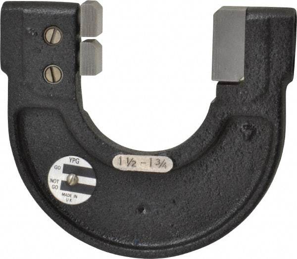 YPG - 1-1/2 to 1-3/4 Inch, Cast Iron 4x Frame Snap Gage - 0.001 Inch Graduation, Hardened Tool Steel Anvil - Americas Industrial Supply