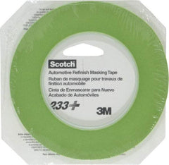 3M - 1/4" Wide x 60 Yd Long Green Paper Masking Tape - Series 401+/233+, 6.7 mil Thick, 25 In/Lb Tensile Strength - Americas Industrial Supply