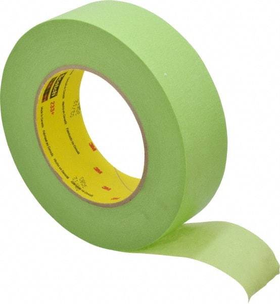 3M - 1-1/2" Wide x 60 Yd Long Green Paper Masking Tape - Series 401+/233+, 6.7 mil Thick, 25 In/Lb Tensile Strength - Americas Industrial Supply